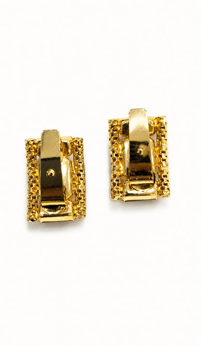 Mid-Century Glamour Blue Crystal Tones Earrings