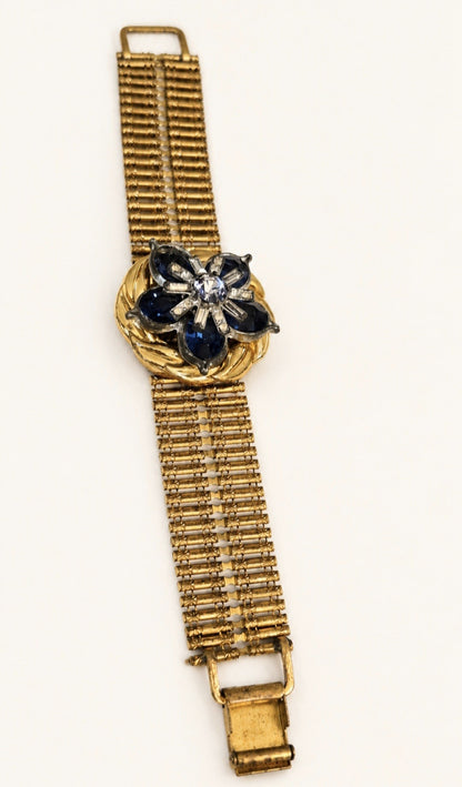 The Mid-Century "Sapphire" Blossom Gate-Link Bracelet