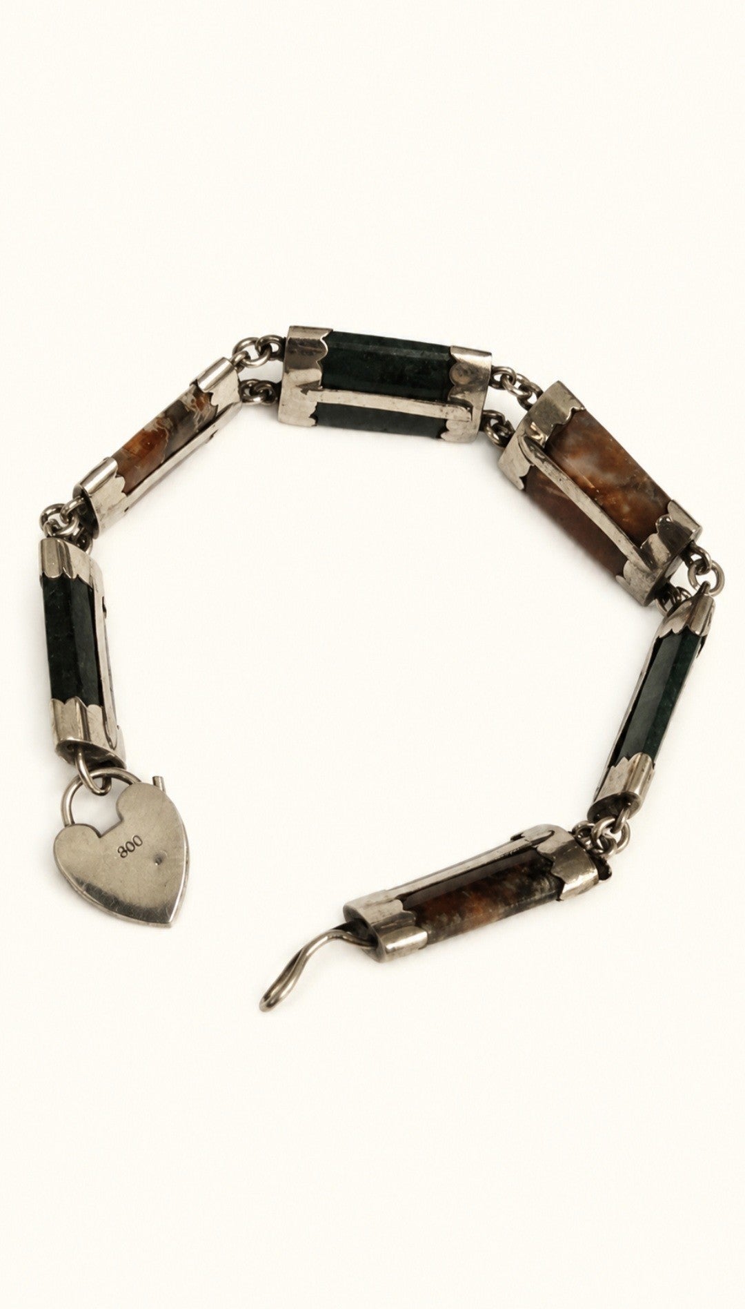 Victorian Scottish Agate Pebble Bracelet (Crafted in Sterling Silver)