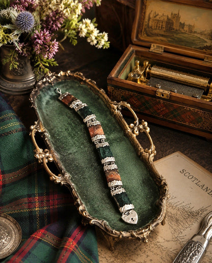 Victorian Scottish Agate Pebble Bracelet (Crafted in Sterling Silver)