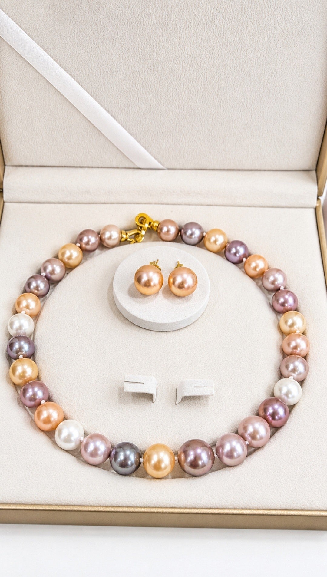Natural Multi-Color Metallic Edison Pearl Necklace & Earring Set