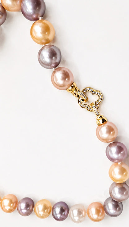 Natural Multi-Color Metallic Edison Pearl Necklace & Earring Set